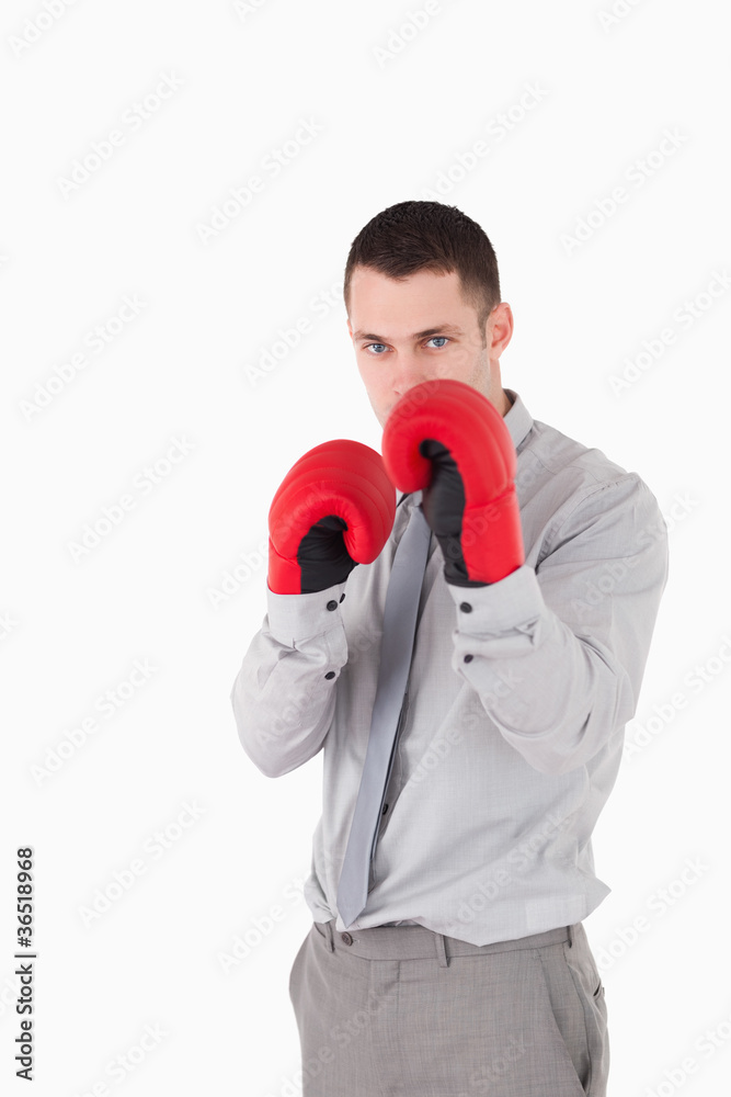 Portrait of a young businessman ready to fight Portrait of a young businessman ready to fight