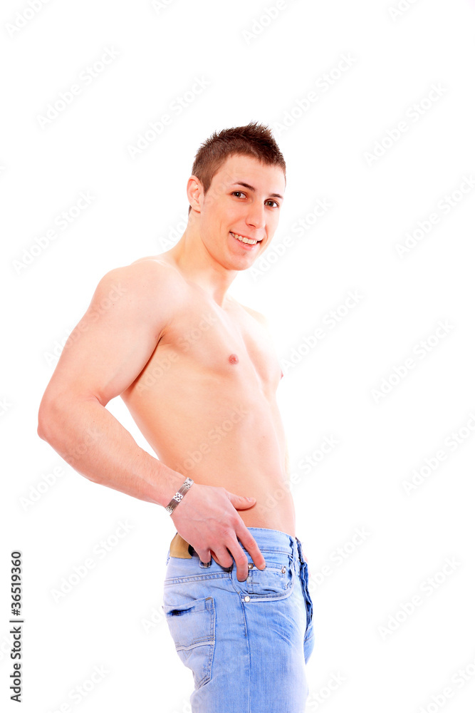 Fototapeta premium Shirtless Man in Jeans