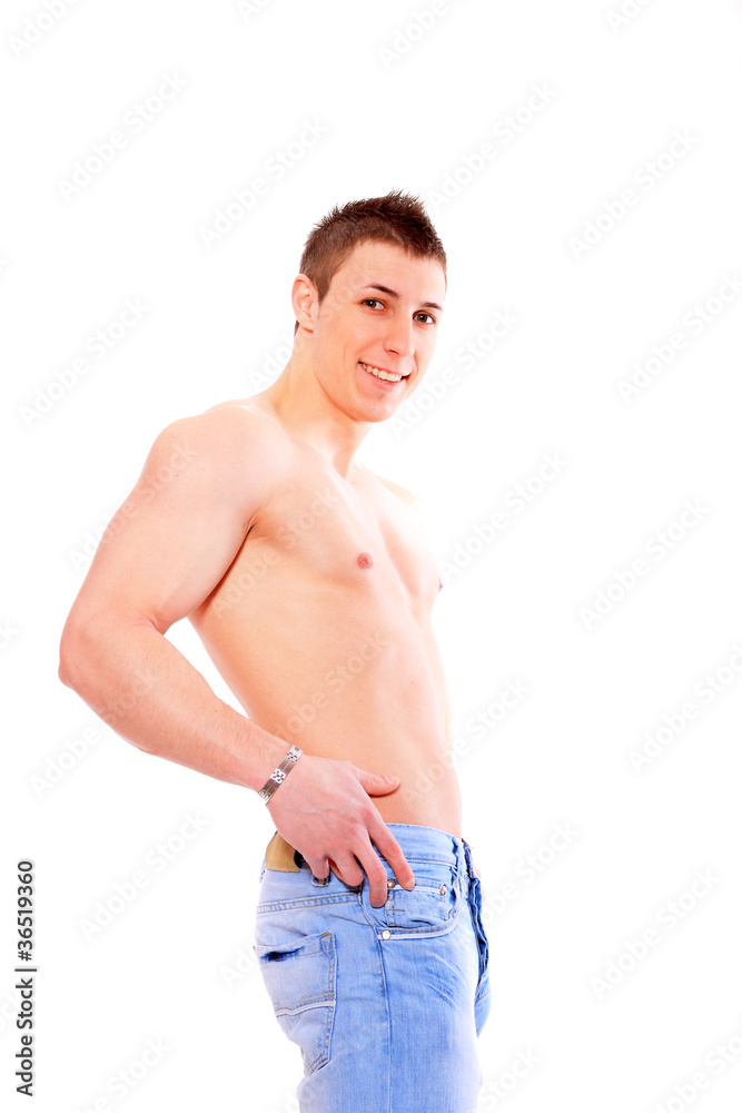 Shirtless Man in Jeans