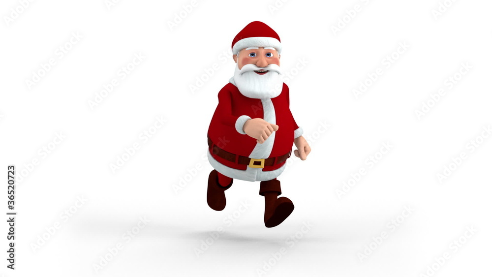 Cartoon Santa Claus running on spot - front view Cartoon Santa Claus running on spot - front view