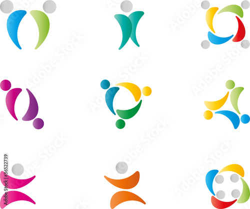 Menschen, Logos, Zeichen, Symbole, Design, Elements