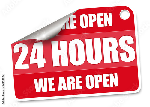 WE ARE OPEN 24 H! Button, Icon