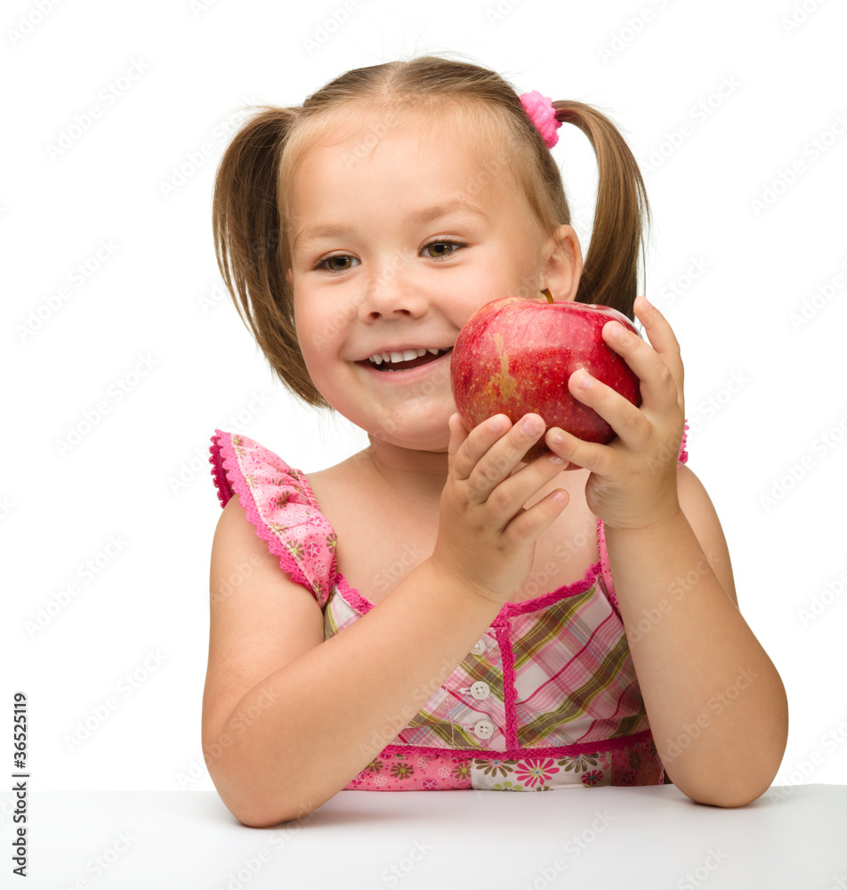 Portrait of a little girl with apple Portrait of a little girl with apple