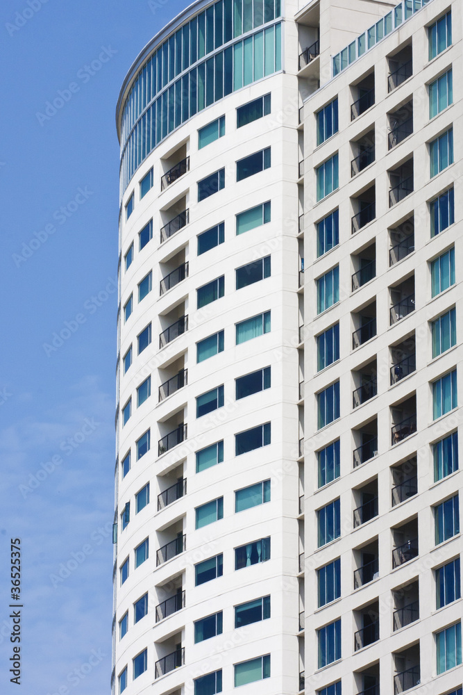 Condo Balconies and Windows on Blue Sky