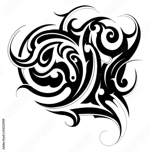 Decorative abstraction with tribal and floral elements