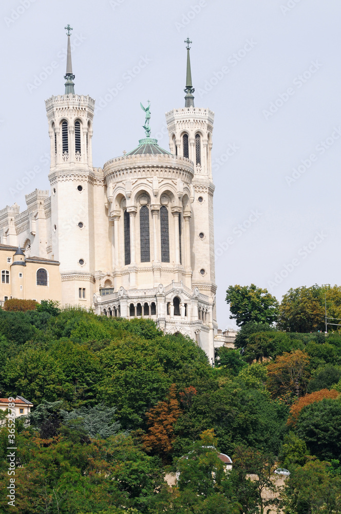 Basilica of Notre-Dame de Fourviere in Lyon city, France