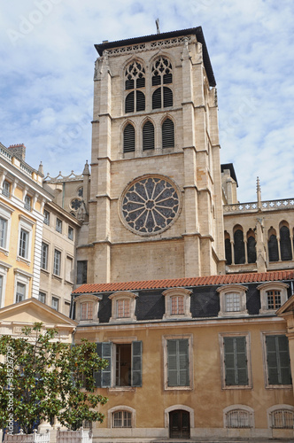Tower of Saint John the Baptist Cathedral in Lyon, France