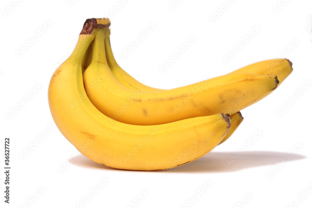 Fresh bananas isolated on white