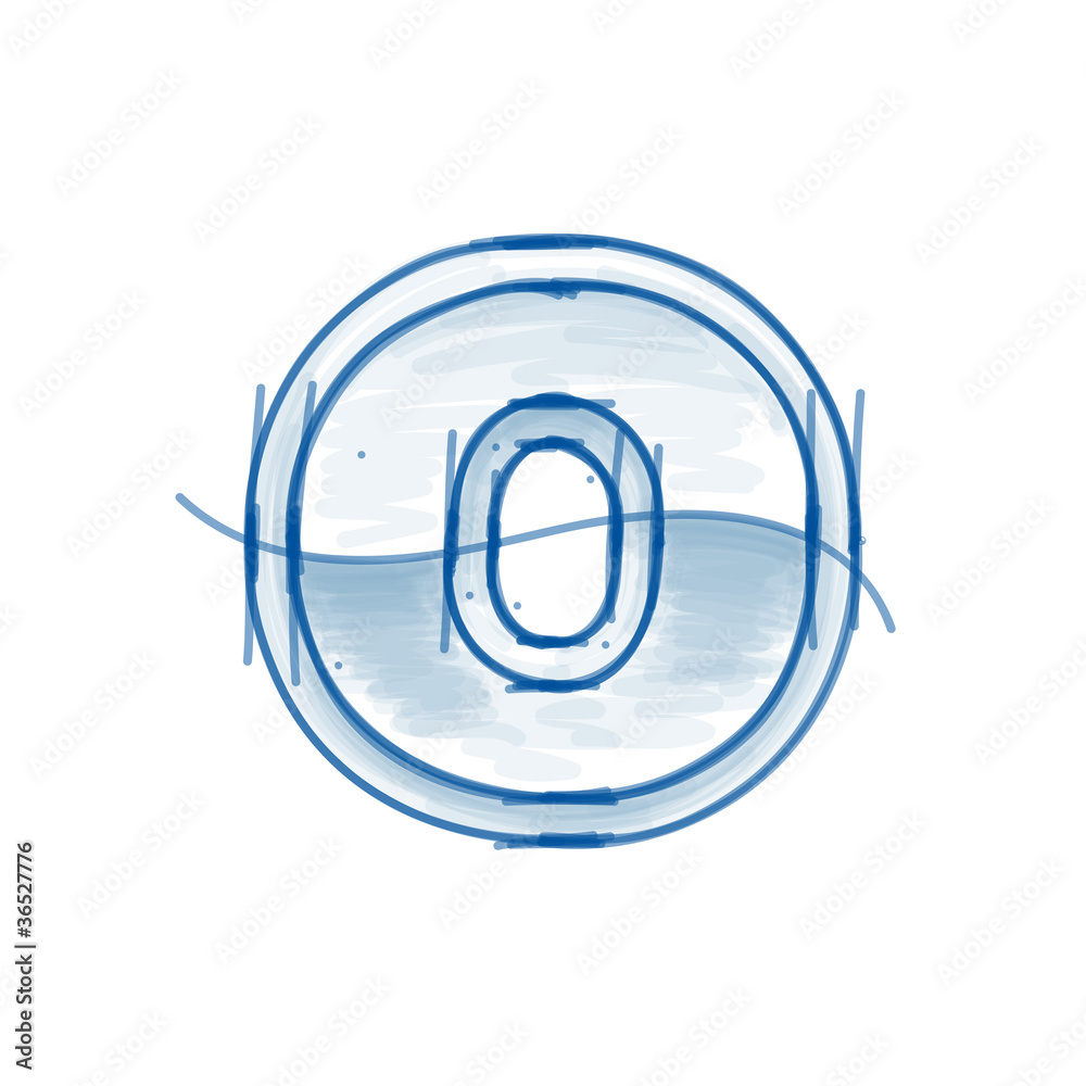 Blueprint font sketch - letter O - marker drawing Blueprint font sketch - letter O - marker drawing
