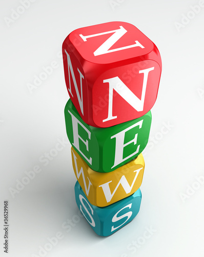 news 3d colorful buzzword tower