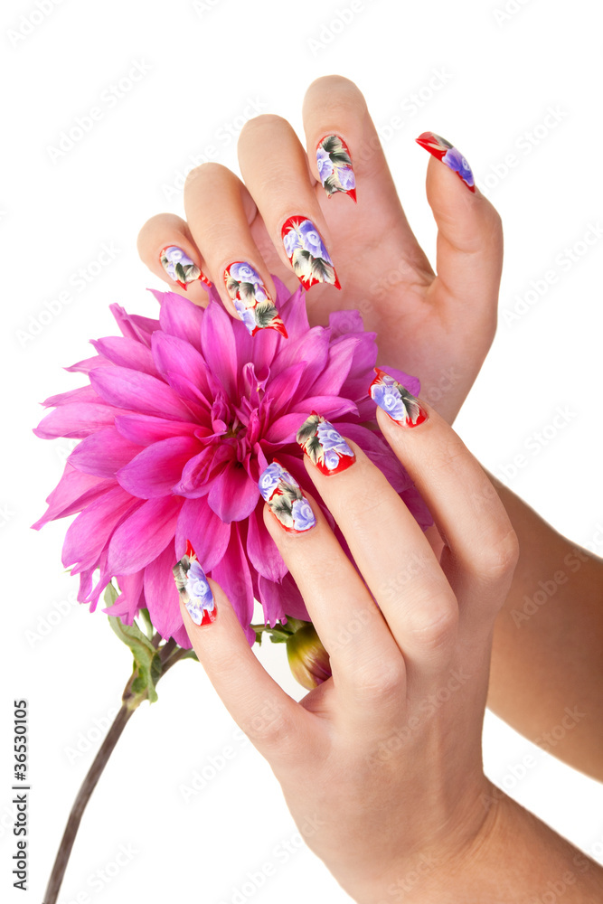 Fototapeta premium NAILS AND FLOWER