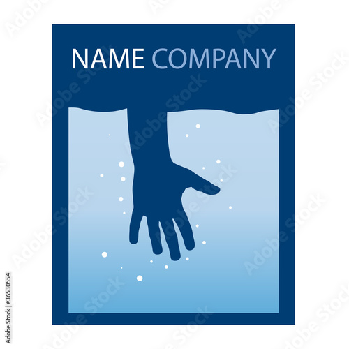 Logo hand immersed in water # Vector