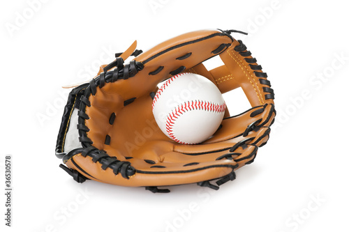 Canvas Print Baseball glove with ball isolated on white