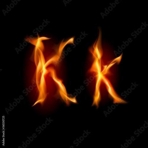 Fiery font. Letter K