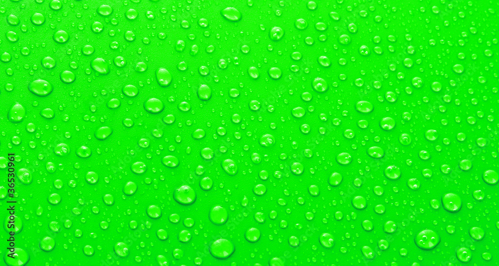 Beautiful green water drops background