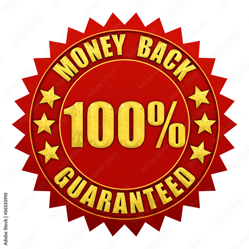 Money back guaranteed,red and gold warranty label