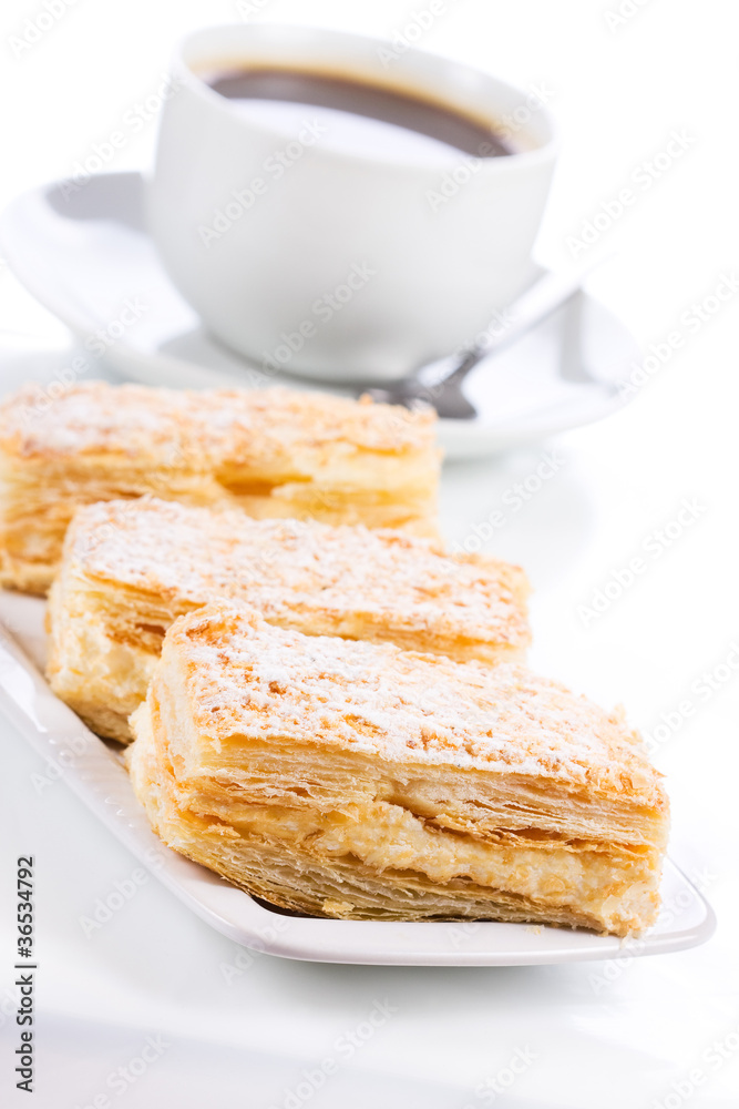 pastry with cup of coffee pastry with cup of coffee