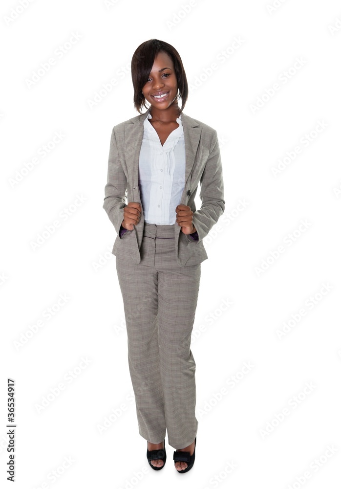 African American female executive posing over white African American female executive posing over white