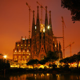 Color toned night image of Sagrada Familia