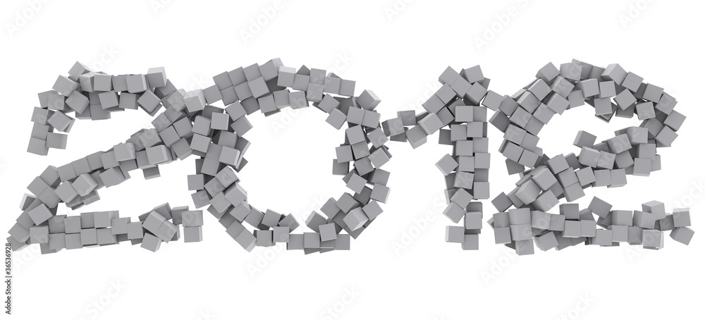 date 2012 written with many gray cubes date 2012 written with many gray cubes
