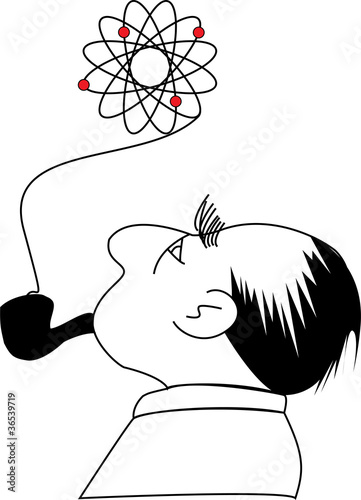Cartoon vector illustration of a man with smoking  pipe