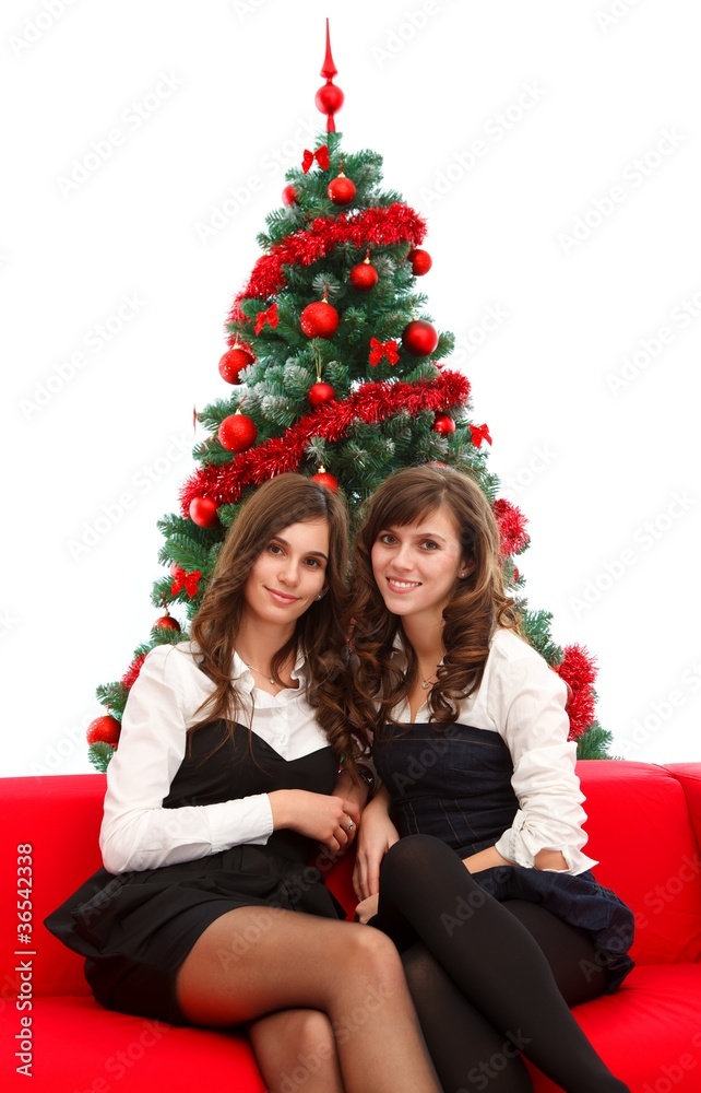 Elegant girls at Christmas time Elegant girls at Christmas time