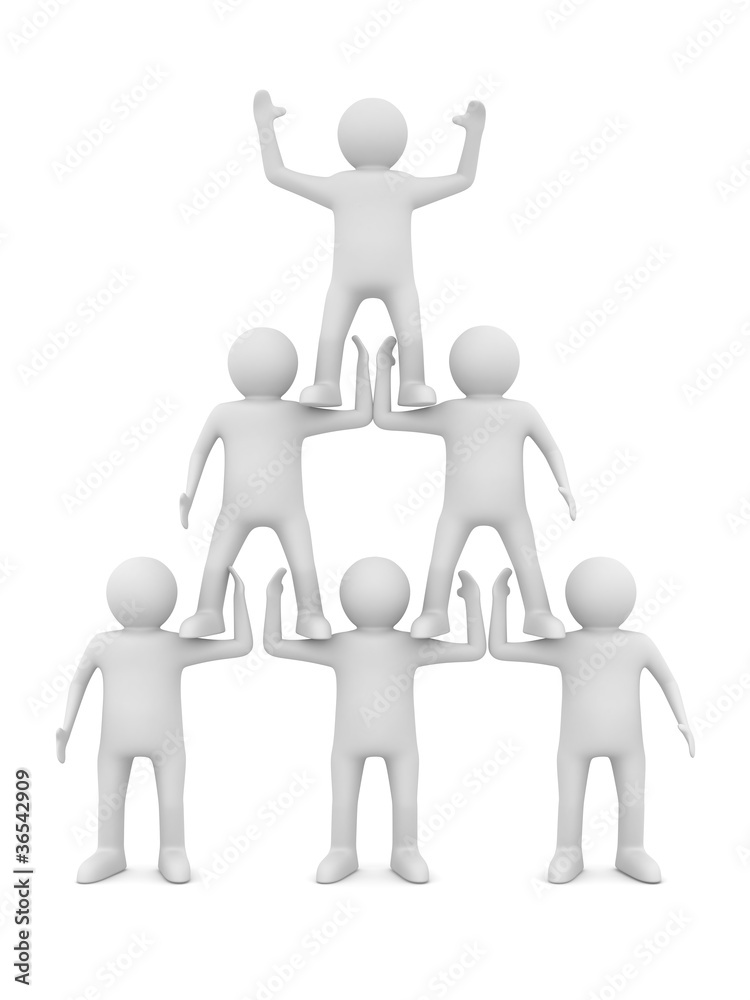 Conceptual image of teamwork. Isolated 3D on white Conceptual image of teamwork. Isolated 3D on white