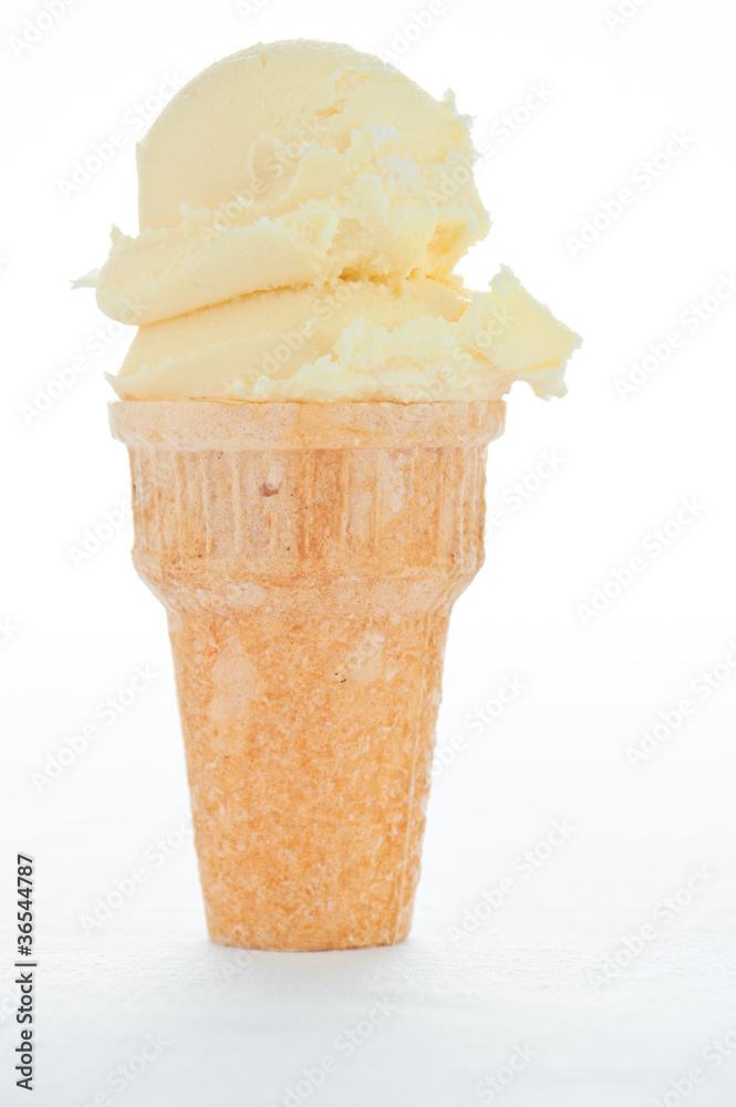 Vanilla ice cream on cone