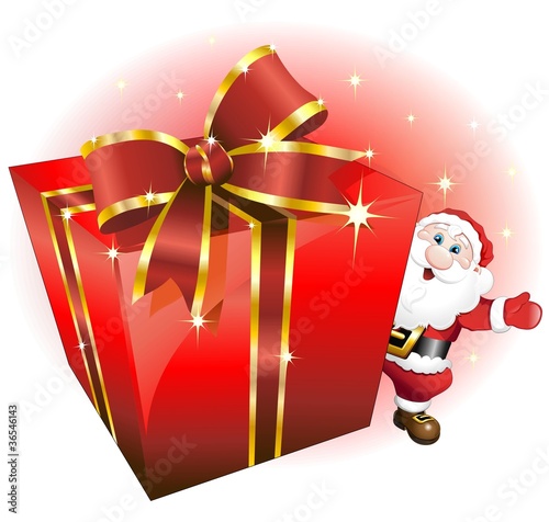 Babbo Natale Regalo Gigante-Santa Claus Big Present-Vector