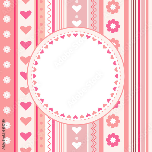 Decorative card with hearts, template for your design