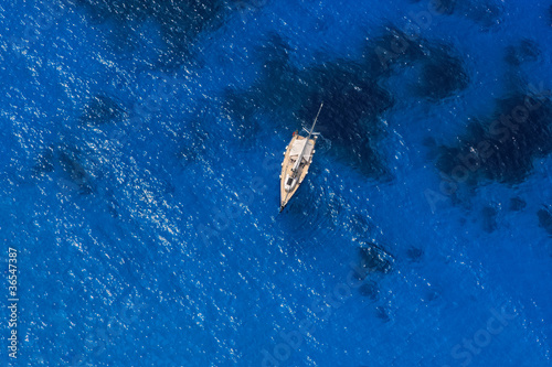 boat in deep blue water