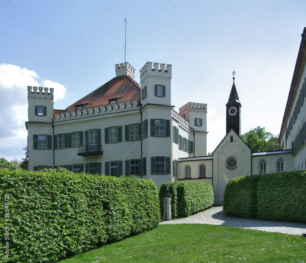 Possenhofen Castle in sunny ambiance