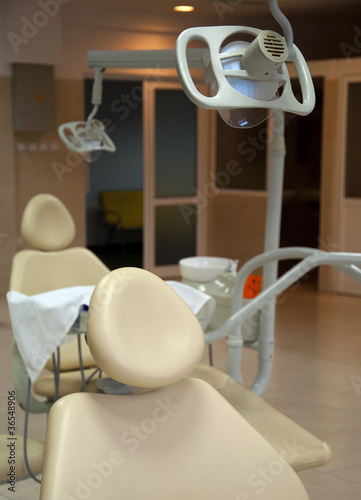 Dental chair and lamp photo