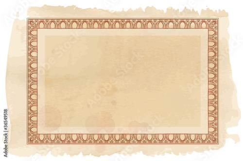 Vintage frame - hand draw sketch & watercolor background