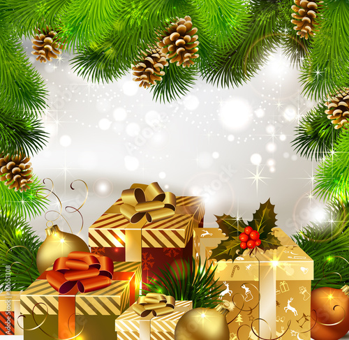 Christmas background with Christmas gifts