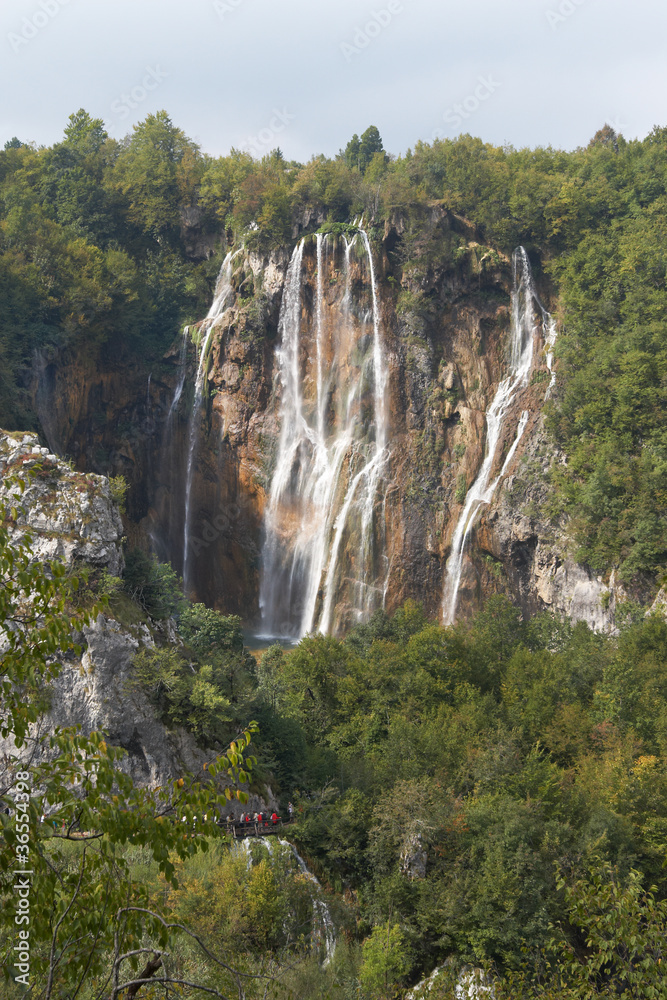 Plitvice Lakes National Park. Waterfall Plitvice