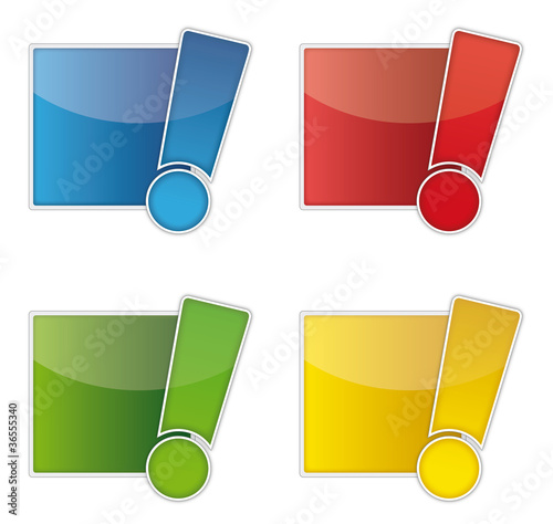 Button mit Ausrufezeichen - verschiedene Farben