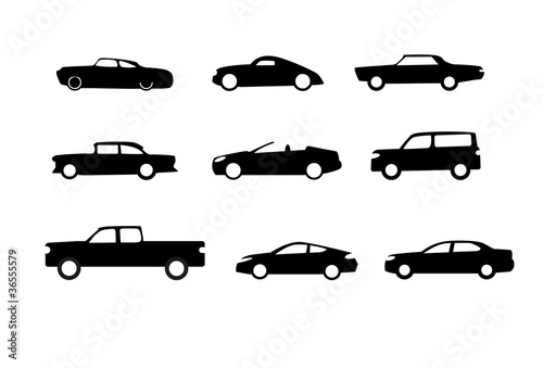 Car silhouettes isolated on white