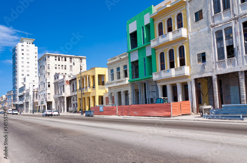 Urban view of Havana with colorful buildings along the Malecon