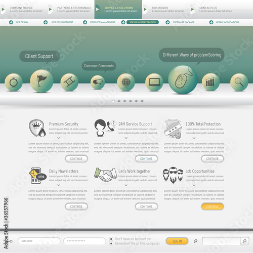 Web site template with icon set