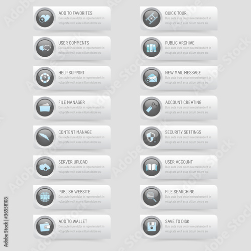 Website template design elements: Buttons set with icons