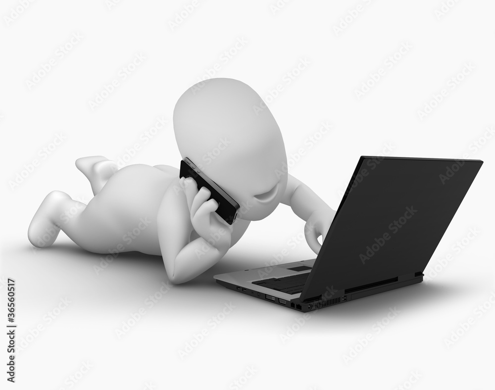 sleep playing notebook and talking with telephone sleep playing notebook and talking with telephone