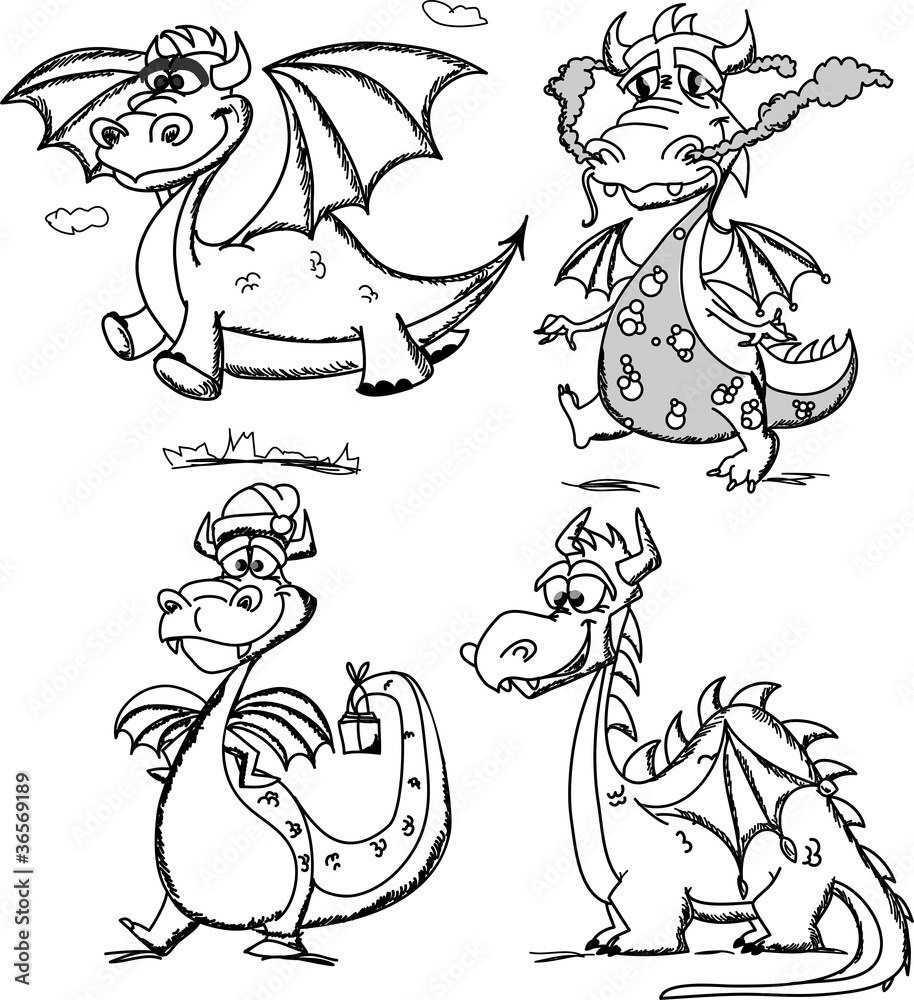 Fototapeta premium Мультфильм милый дракон, символ 2012