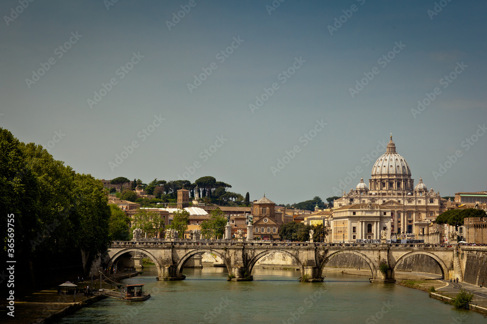 View of St. Peter's Basilica and the Vatican City