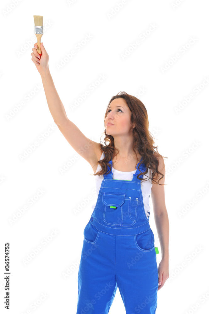 Beautiful young woman doing repairs Beautiful young woman doing repairs