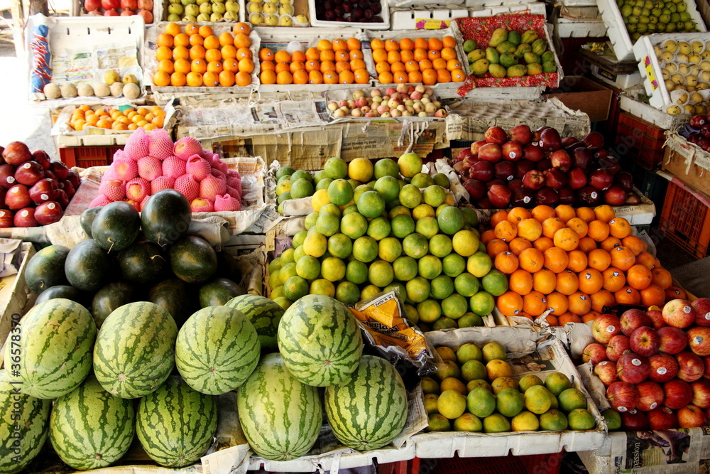 Variety of fruits in Indian market