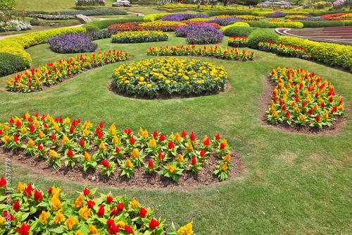 The artly decorated flower beds photo