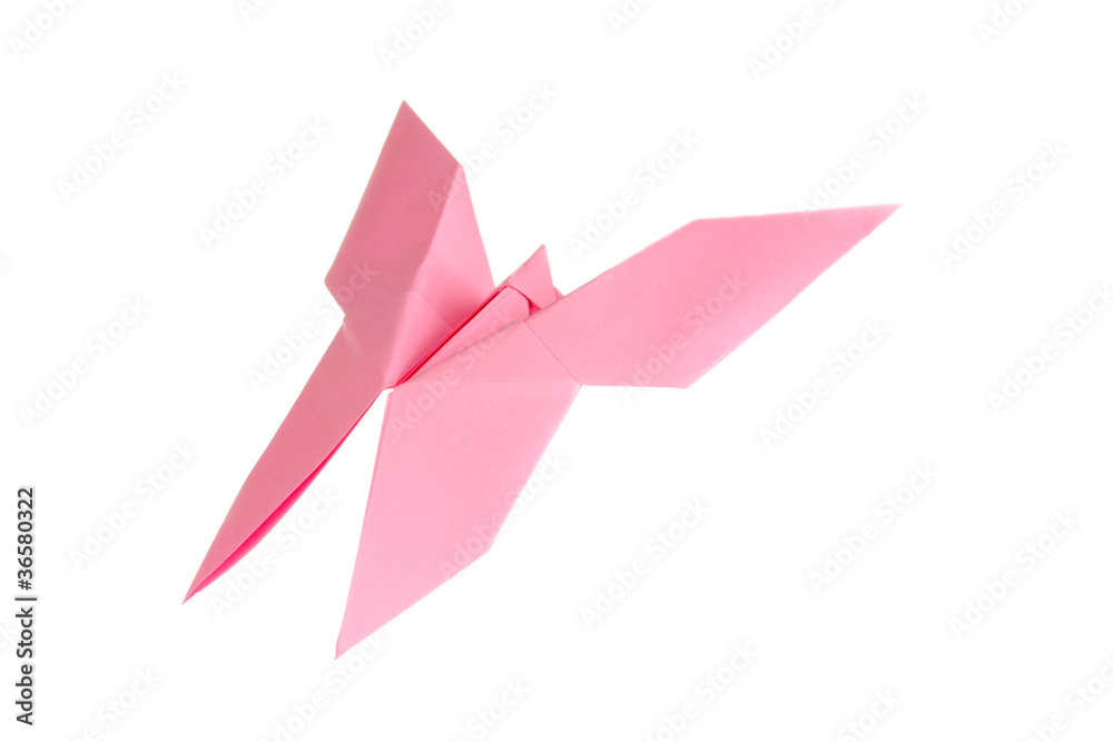 Fototapeta premium Origami paper butterfly isolated on white