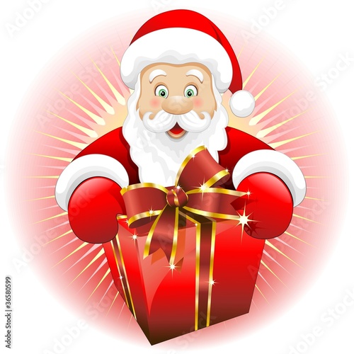 Babbo Natale Regalo Dono-Santa Claus Gift Present-Vector