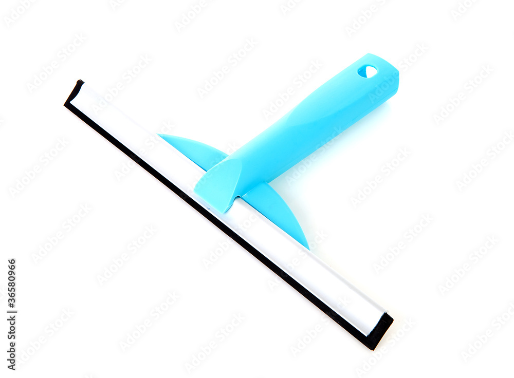 blue window cleaner over white background